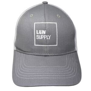 Hit L&W Supply Trucker Hat Gray White One Size Snapback Mesh Back Adjustable